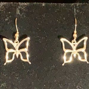 Butterfly Sterling Silver drop dangle earrings